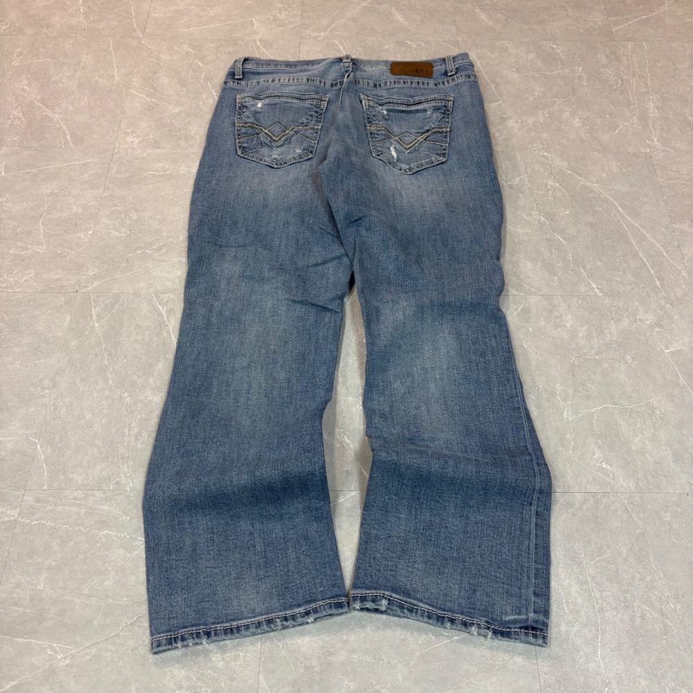 BKE Tyler Straight Leg Distressed Jeans Mens 36x30 Medium Wash Denim 3048